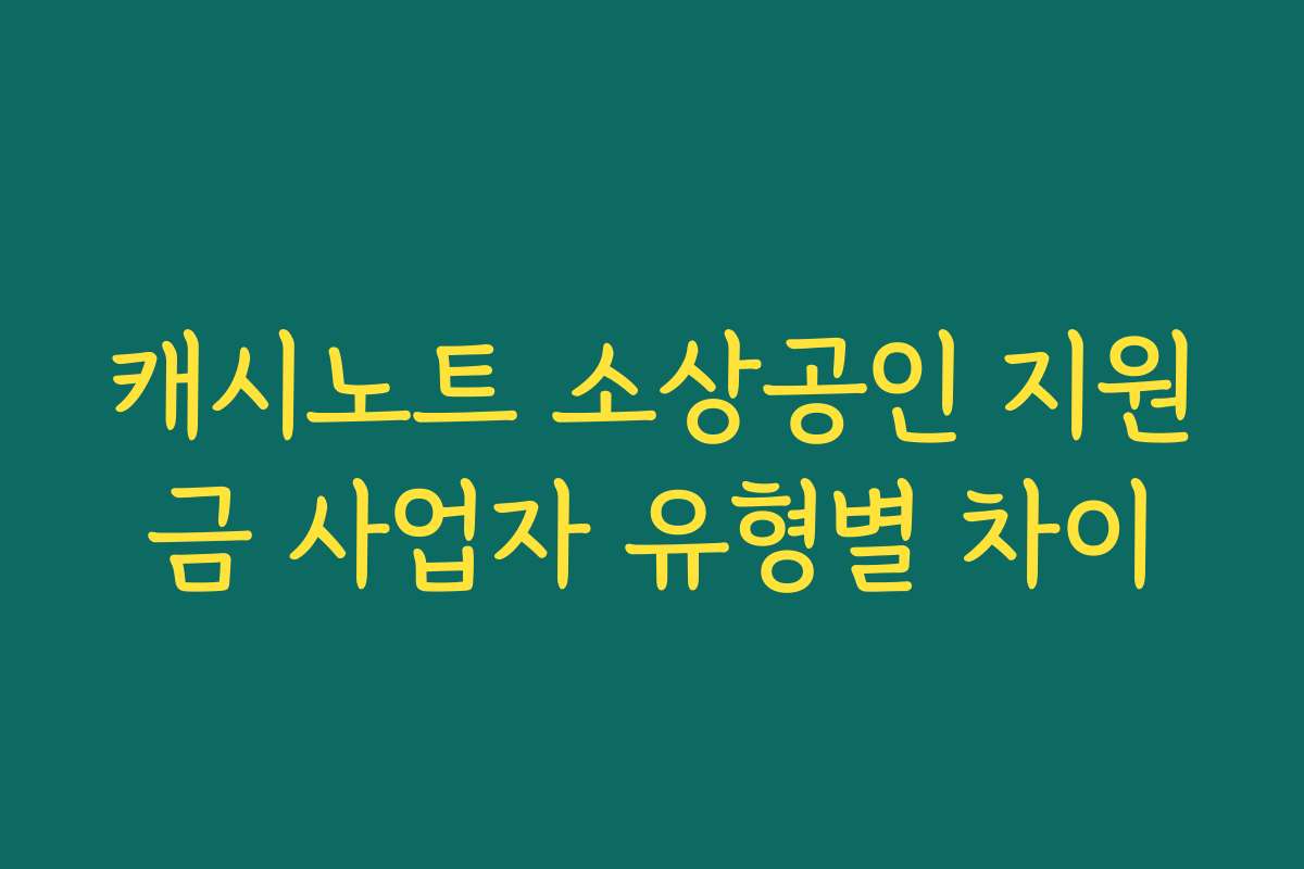 캐시노트 소상공인 지원금 사업자 유형별 차이