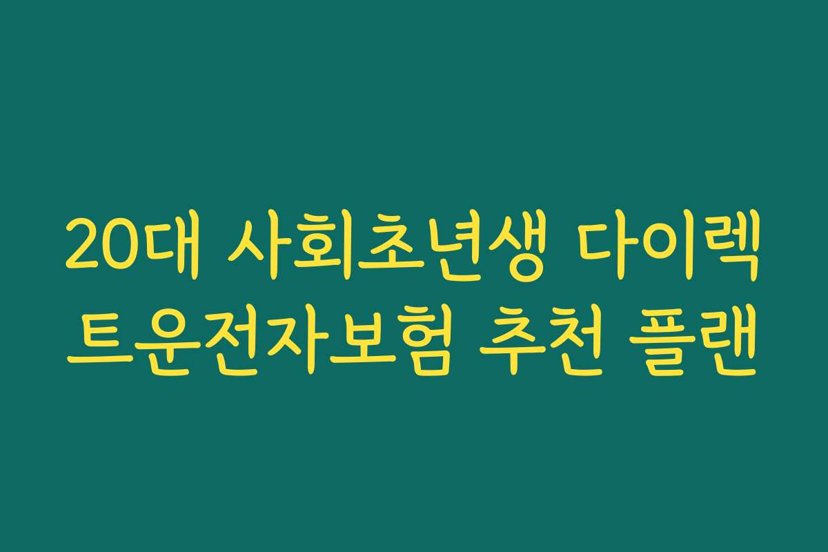 20대 사회초년생 다이렉트운전자보험 추천 플랜 20대 사회초년생 다이렉트운전자보험 추천 플랜