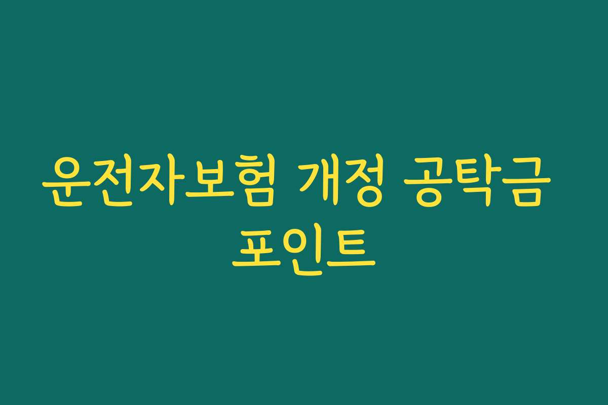 운전자보험 개정 공탁금 포인트