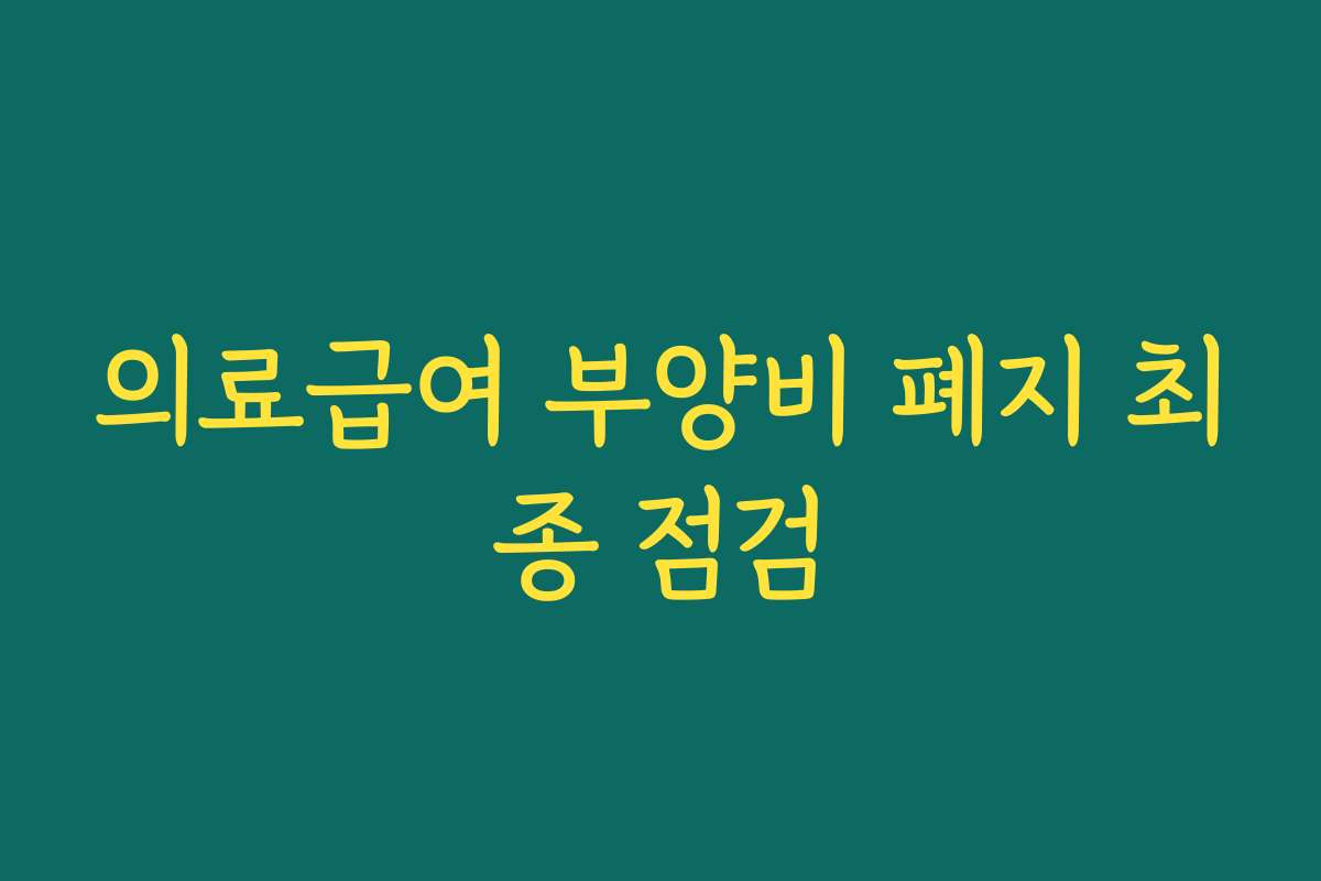 의료급여 부양비 폐지 최종 점검