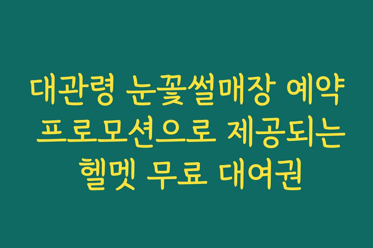 대관령 눈꽃썰매장 예약 프로모션으로 제공되는 헬멧 무료 대여권