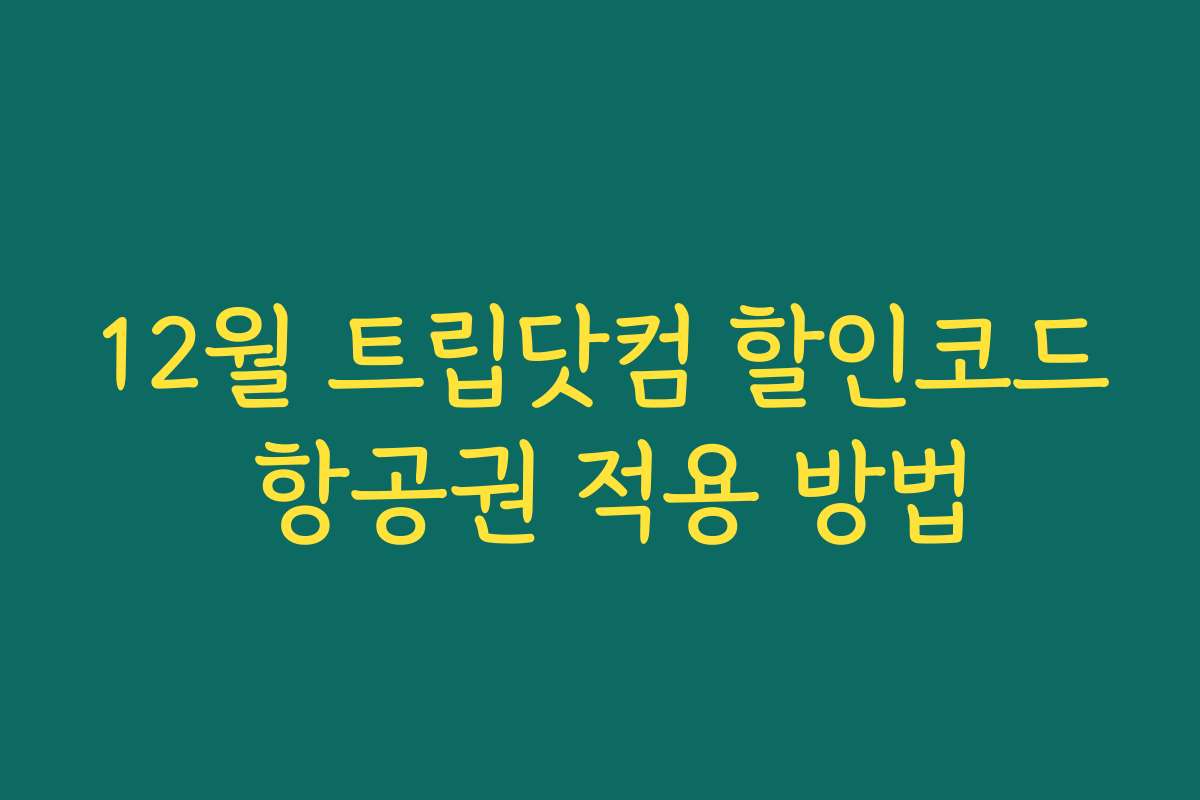 12월 트립닷컴 할인코드 항공권 적용 방법 12월 트립닷컴 할인코드 항공권 적용 방법