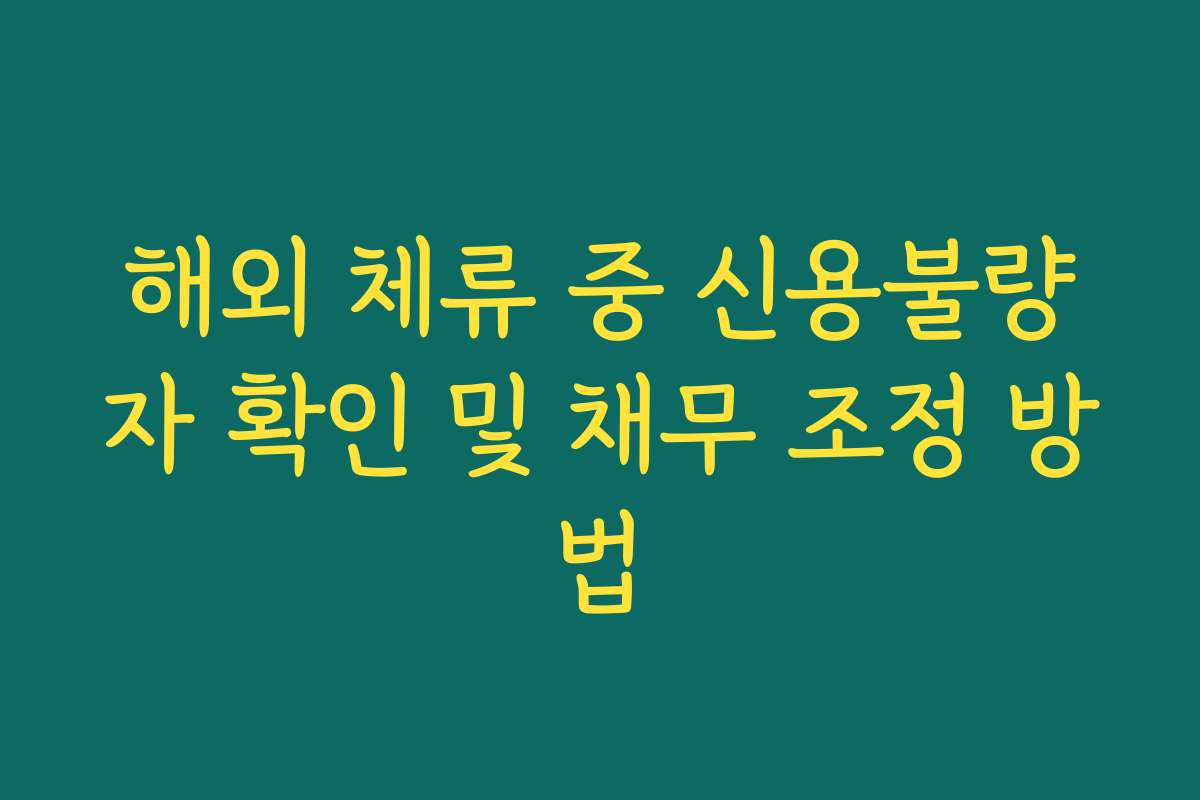 해외 체류 중 신용불량자 확인 및 채무 조정 방법