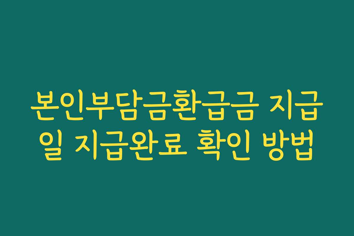 본인부담금환급금 지급일 지급완료 확인 방법 본인부담금환급금 지급일 지급완료 확인 방법
