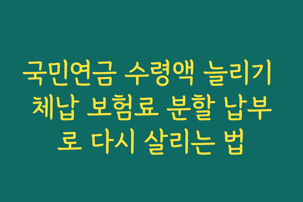국민연금 수령액 늘리기 체납 보험료 분할 납부로 다시 살리는 법