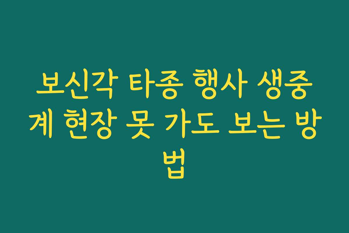 보신각 타종 행사 생중계 현장 못 가도 보는 방법