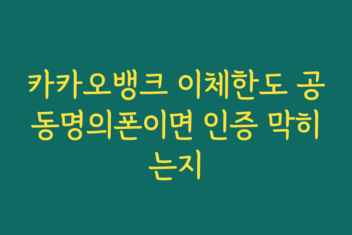 카카오뱅크 이체한도 공동명의폰이면 인증 막히는지