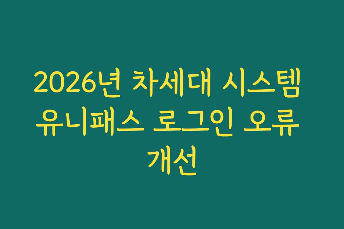 2026년 차세대 시스템 유니패스 로그인 오류 개선