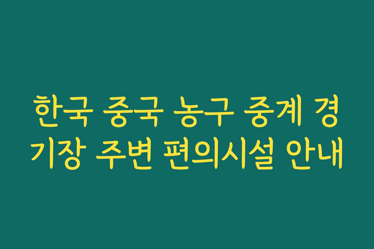 한국 중국 농구 중계 경기장 주변 편의시설 안내