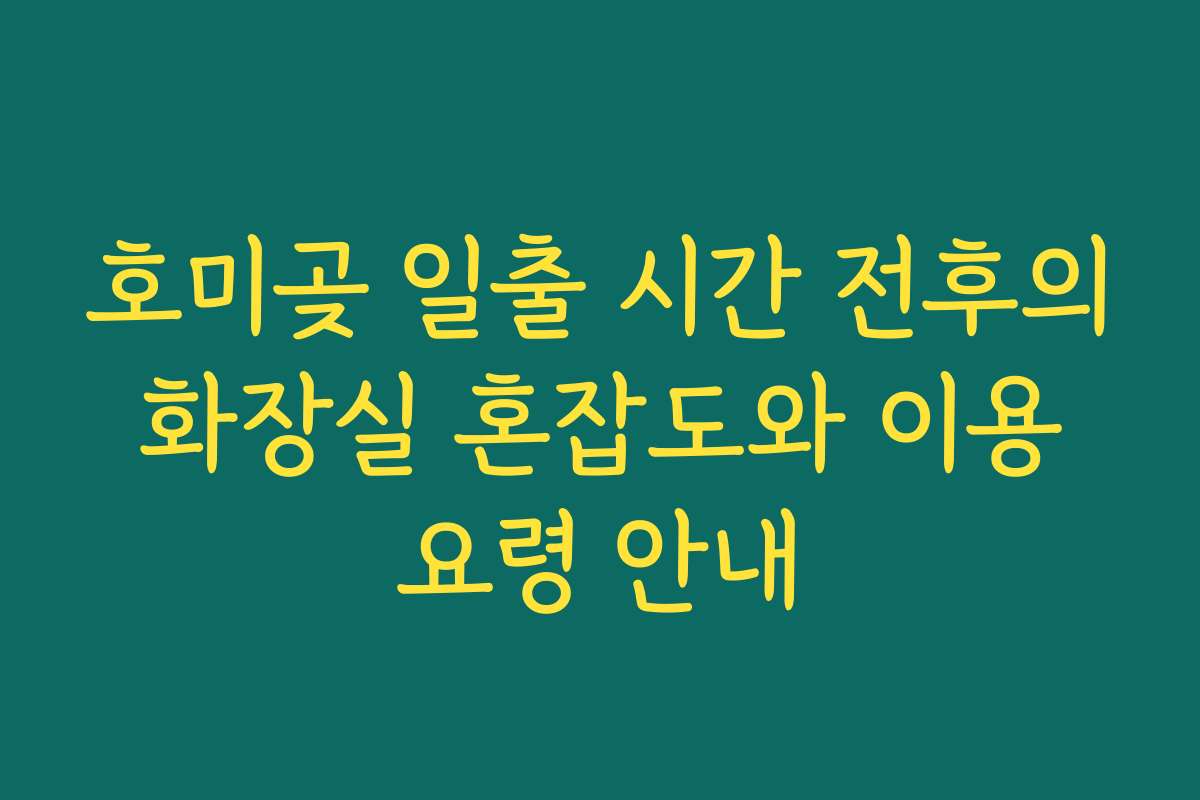 호미곶 일출 시간 전후의 화장실 혼잡도와 이용 요령 안내