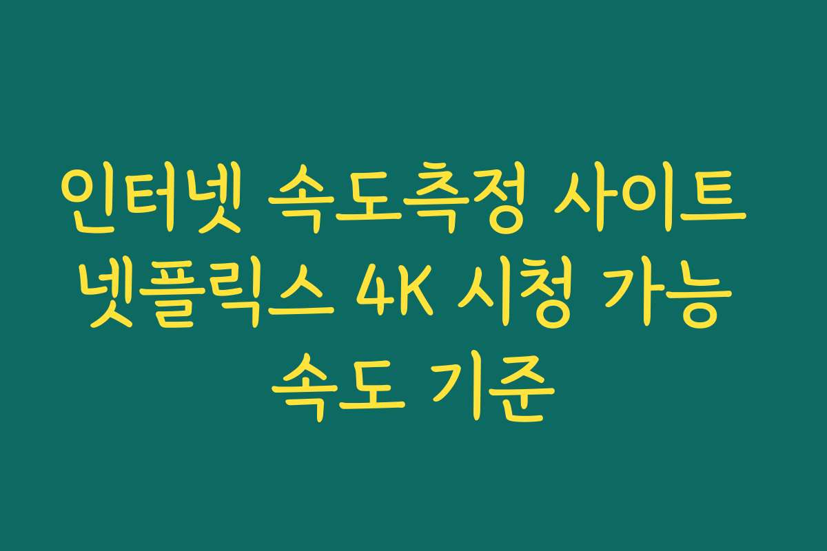 인터넷 속도측정 사이트 넷플릭스 4K 시청 가능 속도 기준