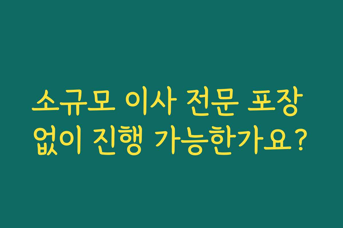 소규모 이사 전문 포장 없이 진행 가능한가요?