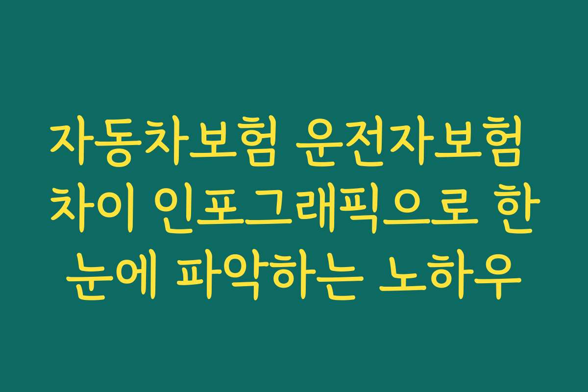 자동차보험 운전자보험 차이 인포그래픽으로 한눈에 파악하는 노하우