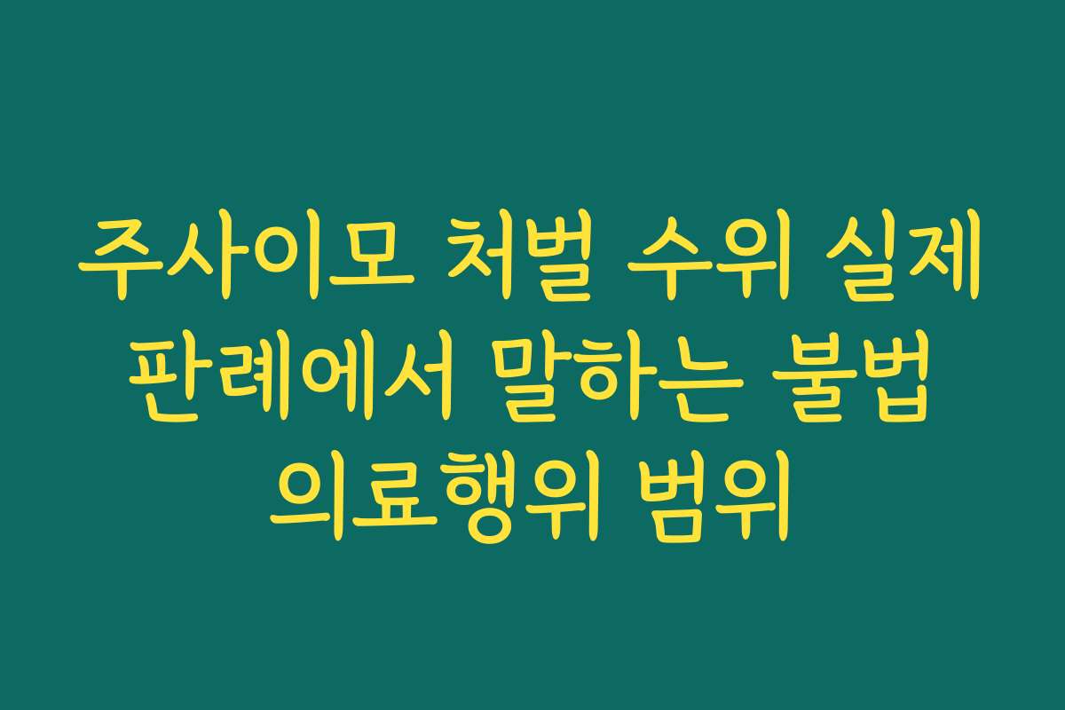주사이모 처벌 수위 실제 판례에서 말하는 불법 의료행위 범위
