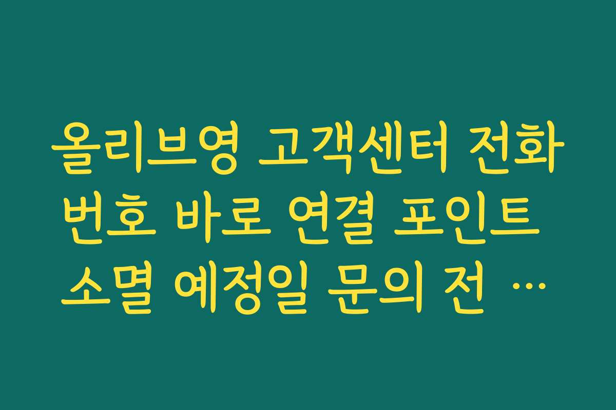 올리브영 고객센터 전화번호 바로 연결 포인트 소멸 예정일 문의 전 확인 리스트
