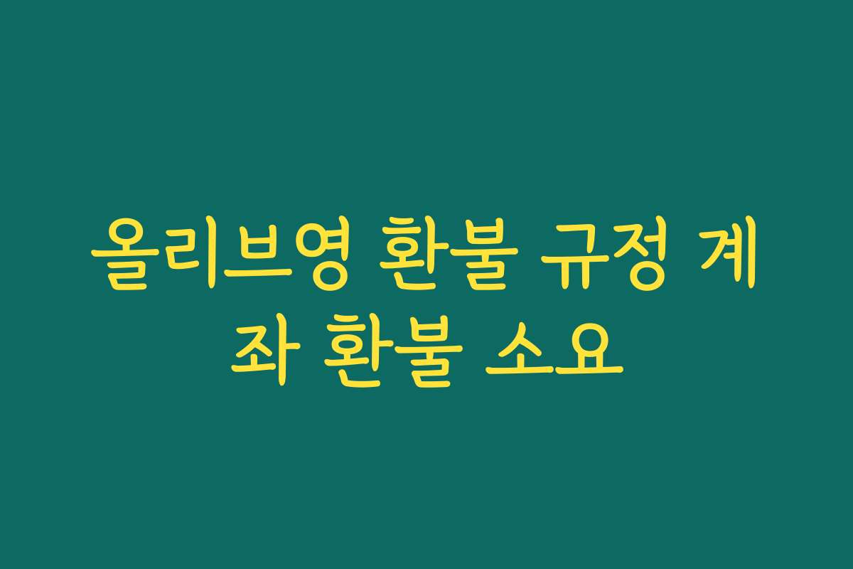 올리브영 환불 규정 계좌 환불 소요 올리브영 환불 규정 계좌 환불 소요