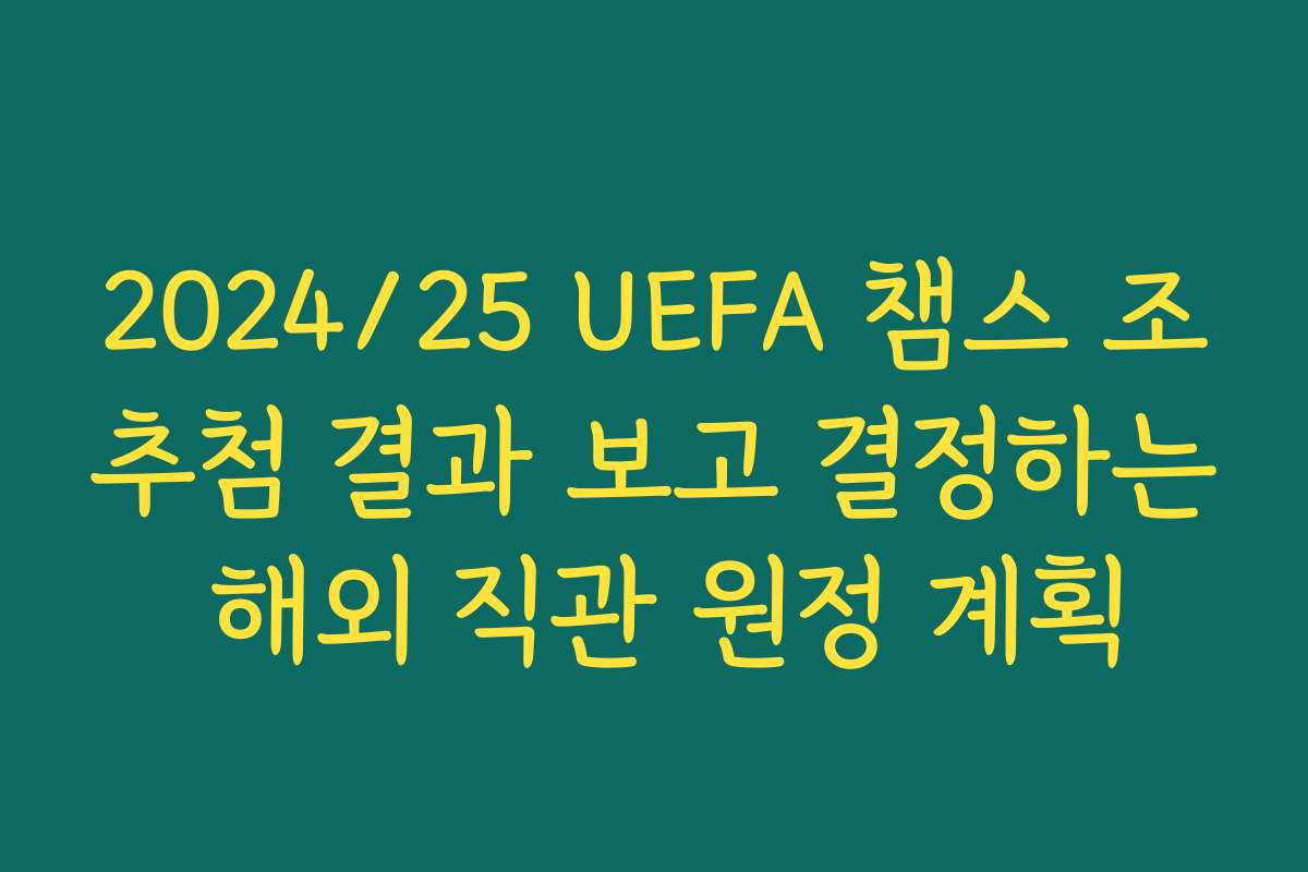 2024/25 UEFA 챔스 조추첨 결과 보고 결정하는 해외 직관 원정 계획