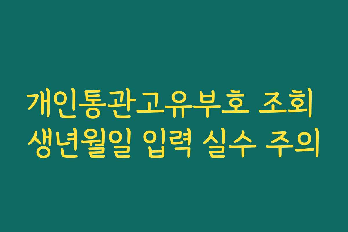 개인통관고유부호 조회 생년월일 입력 실수 주의 개인통관고유부호 조회 생년월일 입력 실수 주의