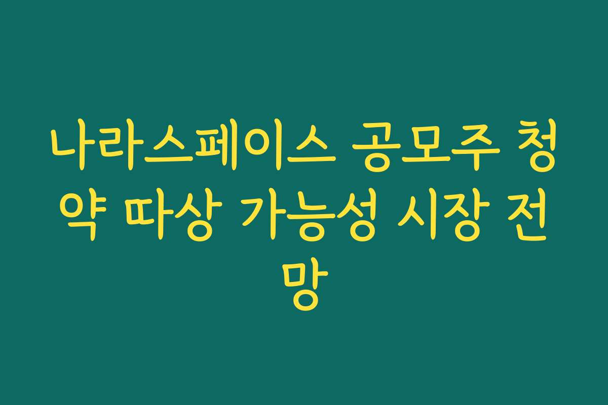 나라스페이스 공모주 청약 따상 가능성 시장 전망