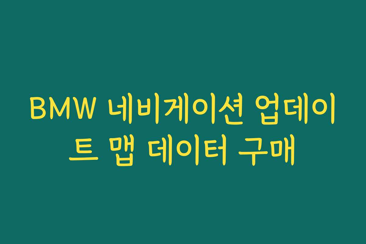 BMW 네비게이션 업데이트 맵 데이터 구매