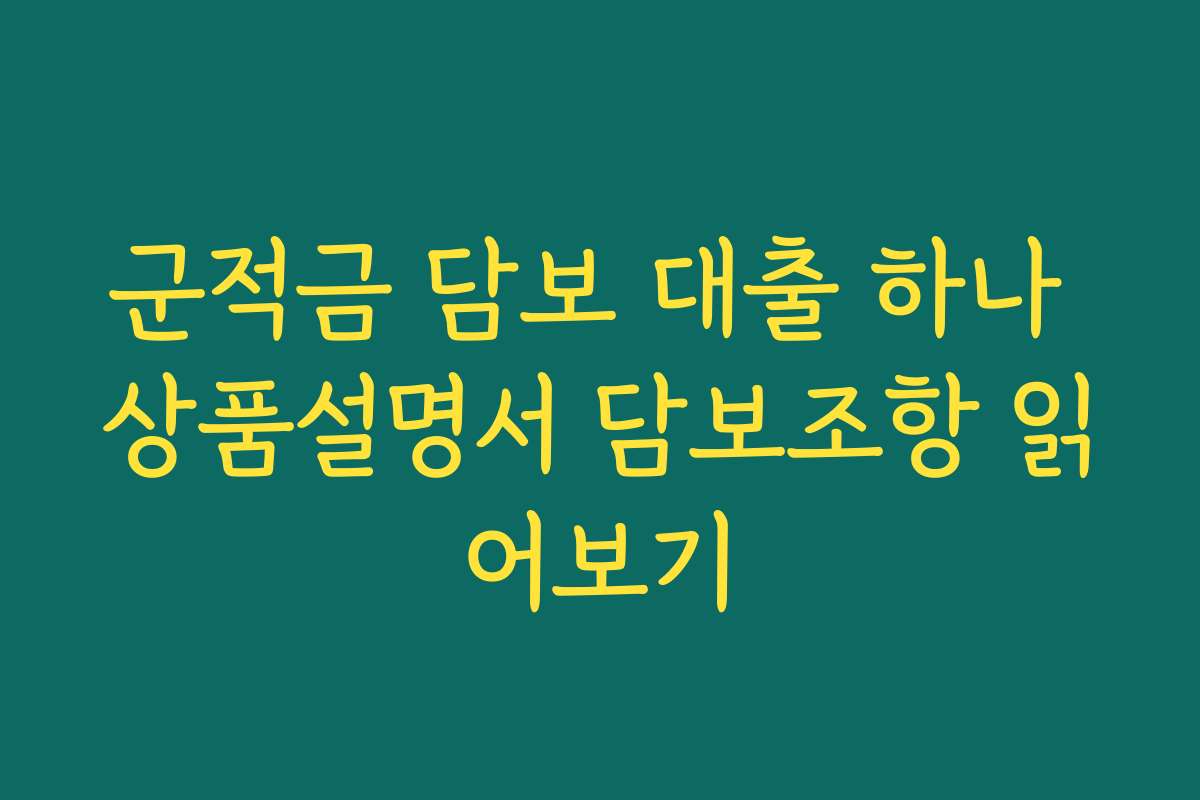 군적금 담보 대출 하나 상품설명서 담보조항 읽어보기 군적금 담보 대출 하나 상품설명서 담보조항 읽어보기