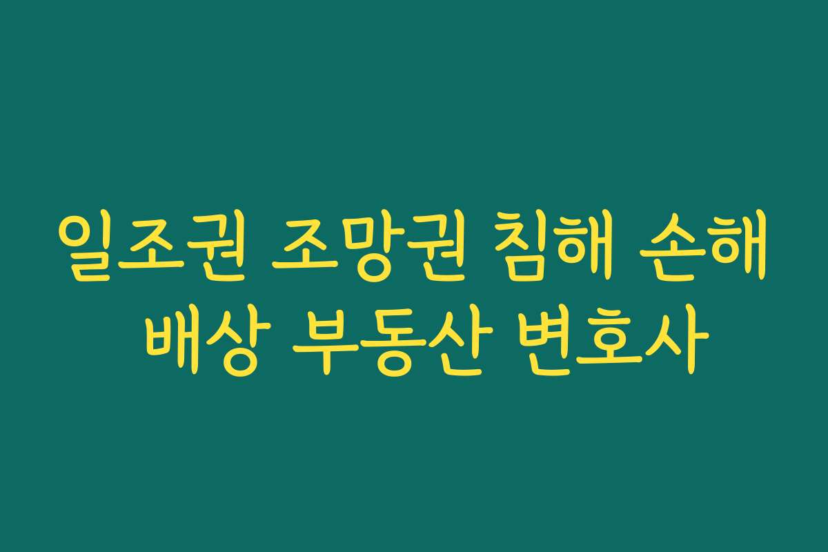 일조권 조망권 침해 손해 배상 부동산 변호사