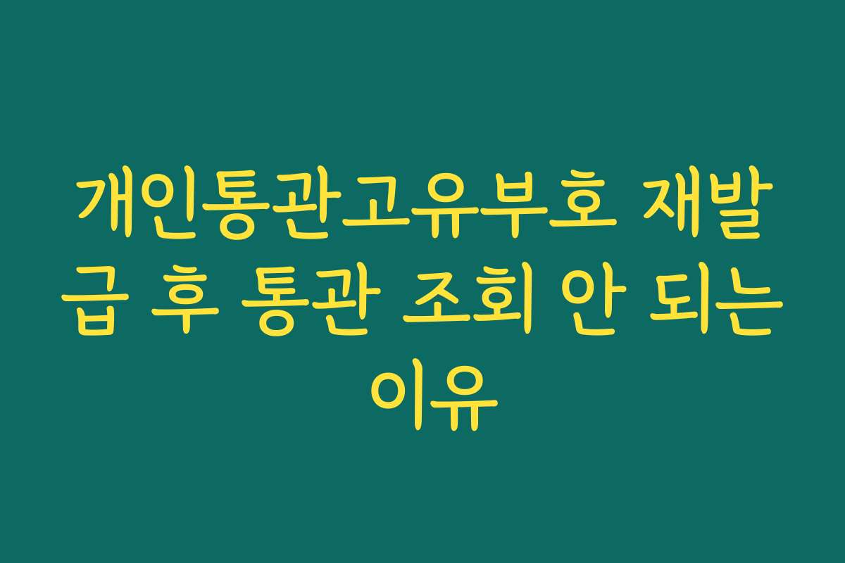개인통관고유부호 재발급 후 통관 조회 안 되는 이유