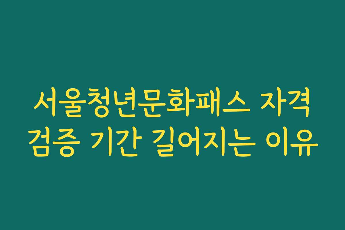 서울청년문화패스 자격검증 기간 길어지는 이유