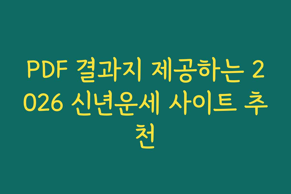 PDF 결과지 제공하는 2026 신년운세 사이트 추천