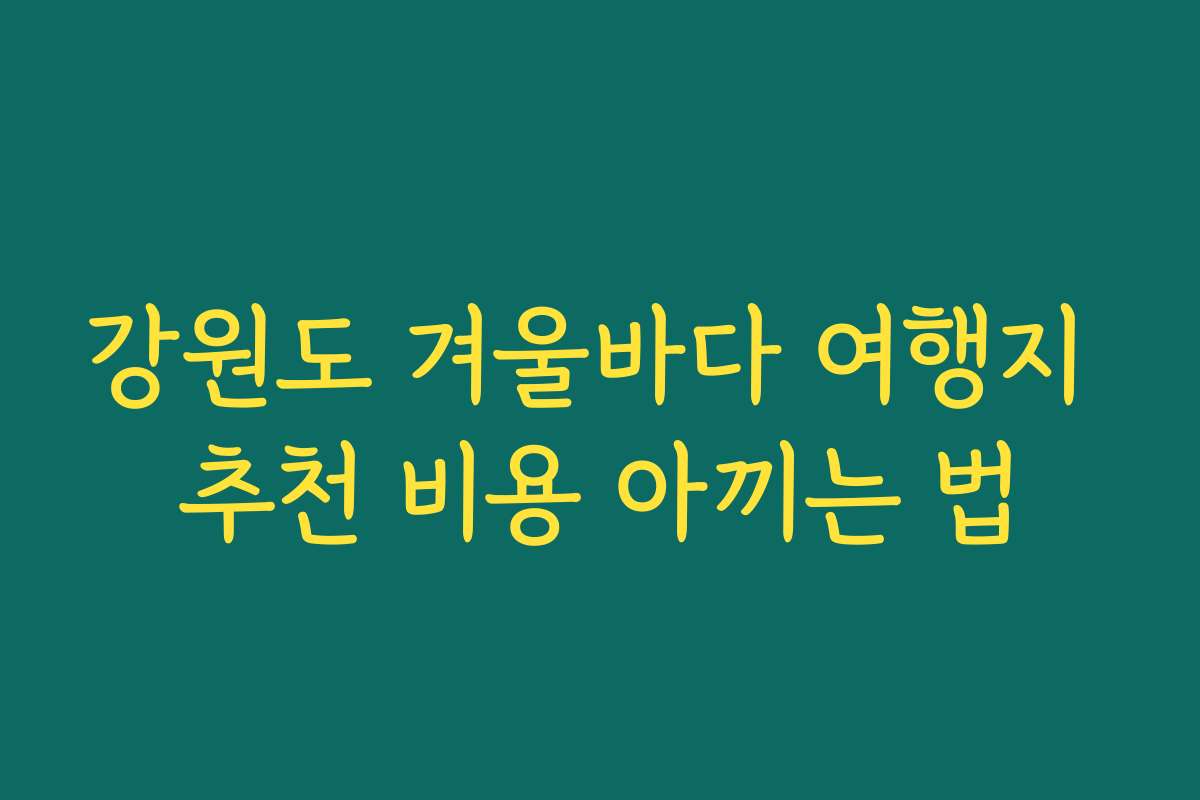 강원도 겨울바다 여행지 추천 비용 아끼는 법