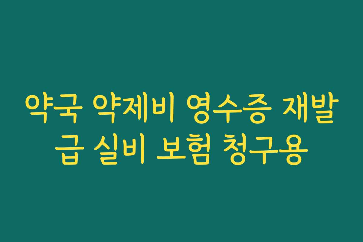 약국 약제비 영수증 재발급 실비 보험 청구용