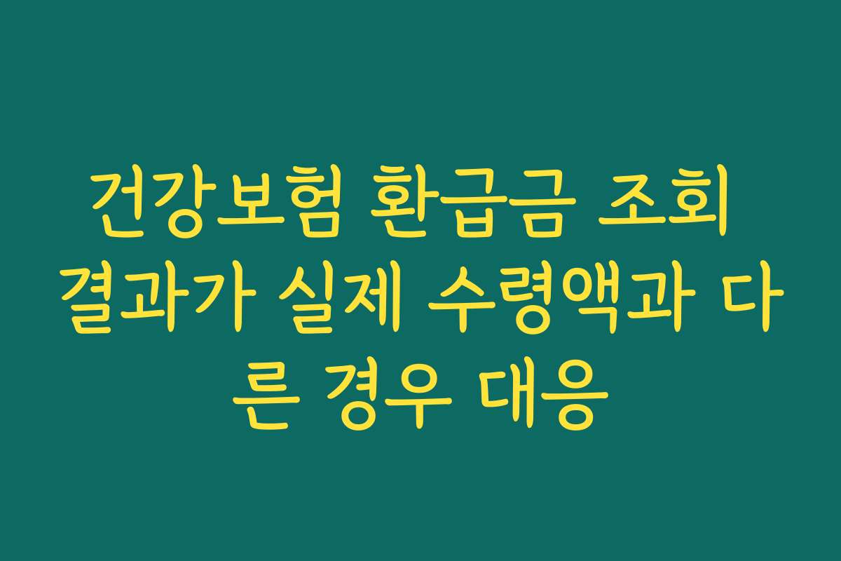 건강보험 환급금 조회 결과가 실제 수령액과 다른 경우 대응