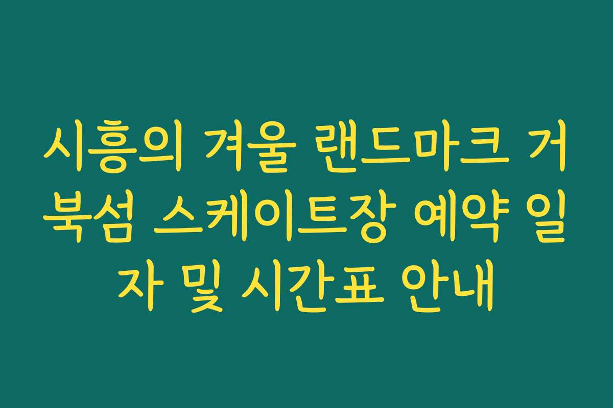 시흥의 겨울 랜드마크 거북섬 스케이트장 예약 일자 및 시간표 안내
