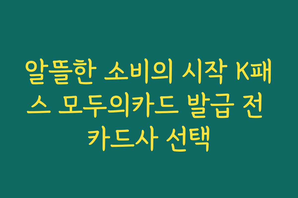 알뜰한 소비의 시작 K패스 모두의카드 발급 전 카드사 선택