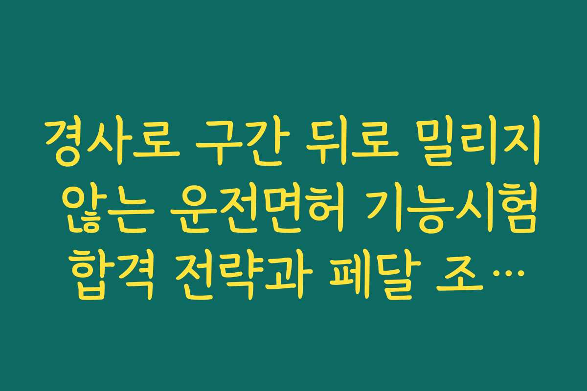 경사로 구간 뒤로 밀리지 않는 운전면허 기능시험 합격 전략과 페달 조절법