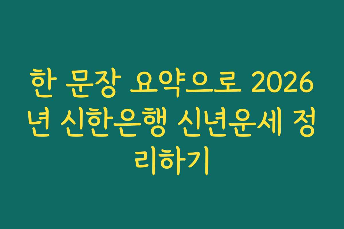 한 문장 요약으로 2026년 신한은행 신년운세 정리하기
