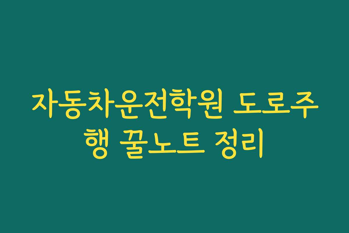 자동차운전학원 도로주행 꿀노트 정리