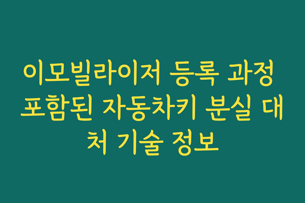 이모빌라이저 등록 과정 포함된 자동차키 분실 대처 기술 정보