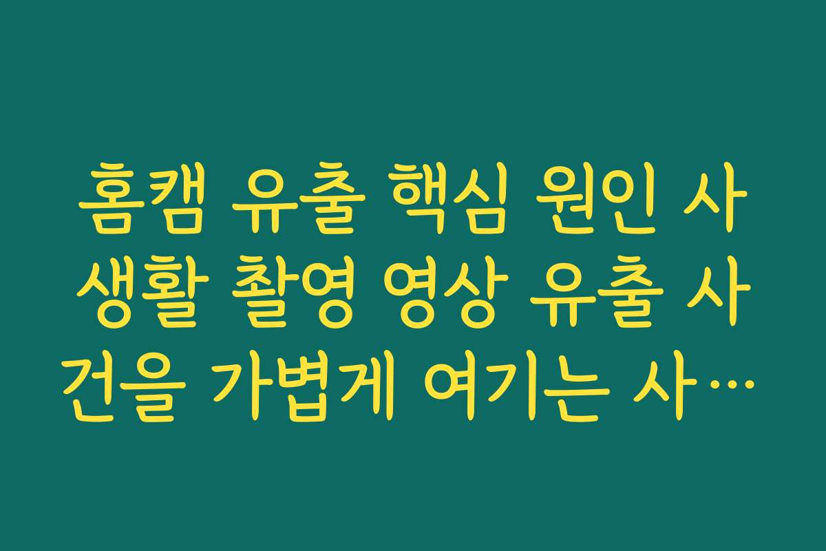 홈캠 유출 핵심 원인 사생활 촬영 영상 유출 사건을 가볍게 여기는 사회 인식