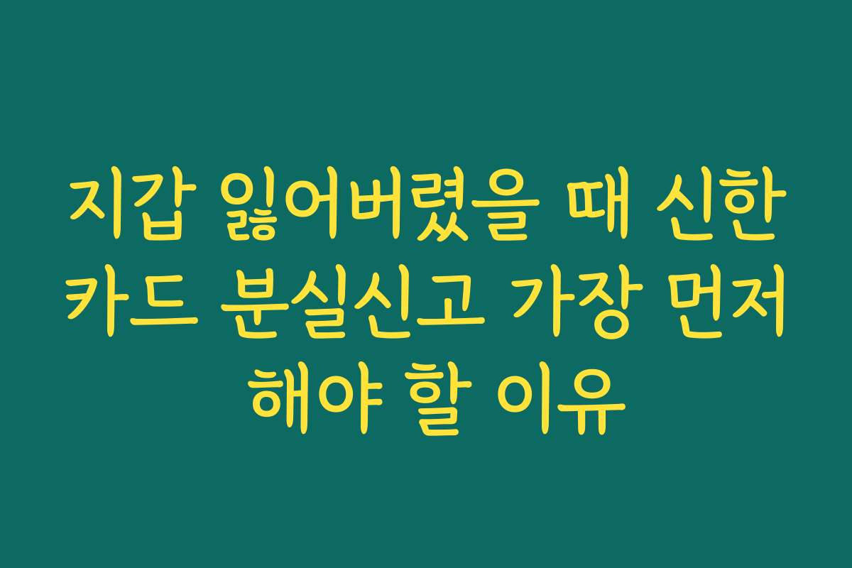 지갑 잃어버렸을 때 신한카드 분실신고 가장 먼저 해야 할 이유