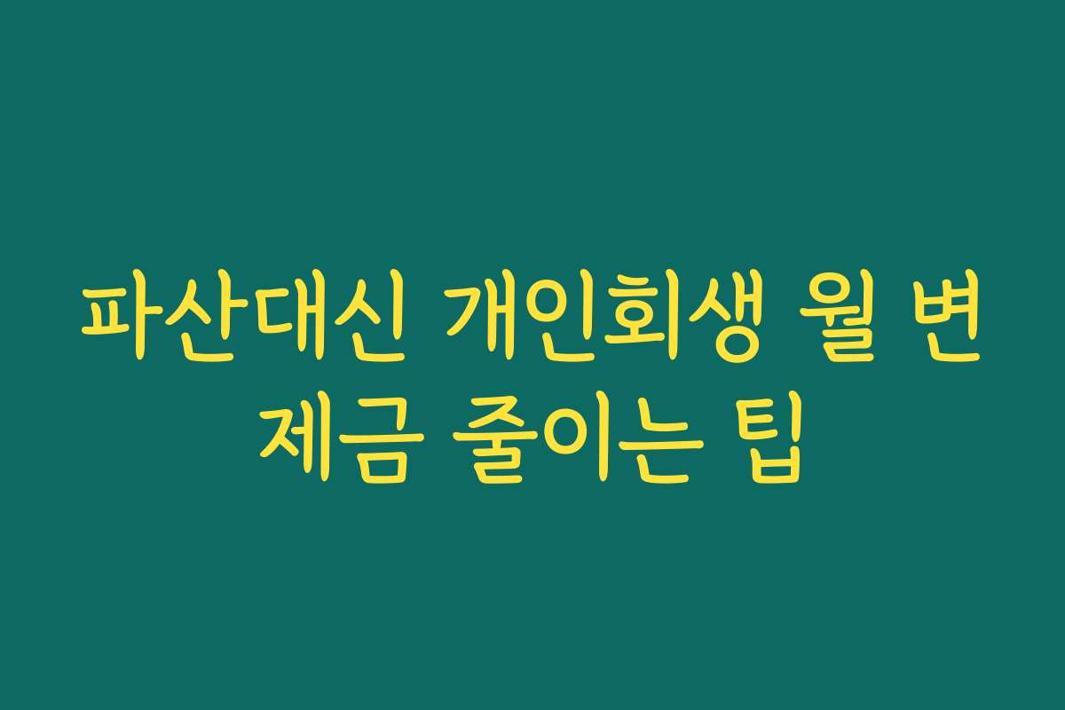 파산대신 개인회생 월 변제금 줄이는 팁