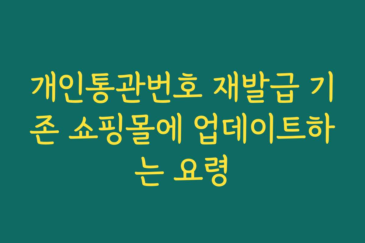 개인통관번호 재발급 기존 쇼핑몰에 업데이트하는 요령