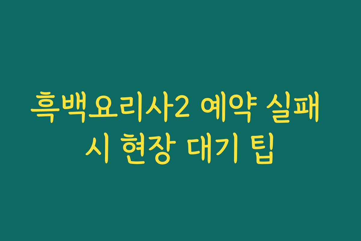 흑백요리사2 예약 실패 시 현장 대기 팁