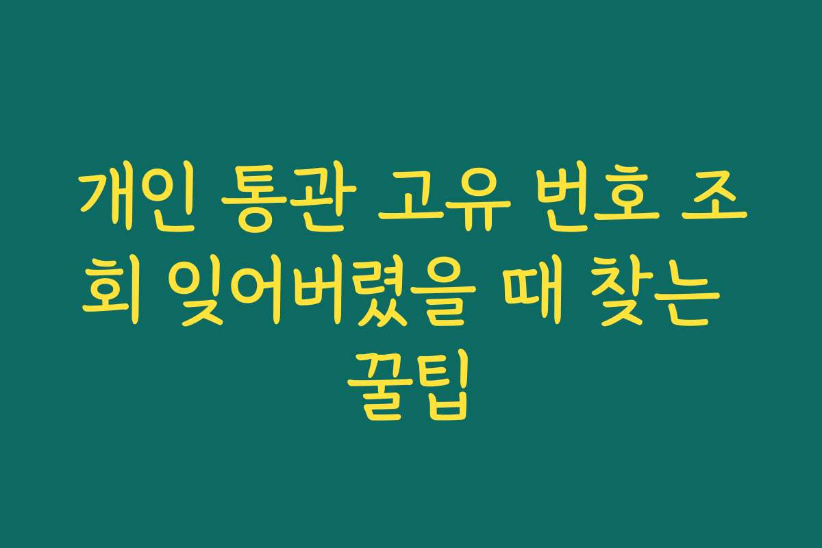 개인 통관 고유 번호 조회 잊어버렸을 때 찾는 꿀팁