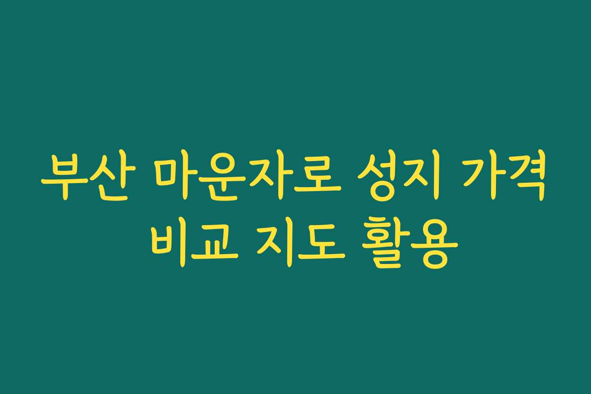부산 마운자로 성지 가격 비교 지도 활용
