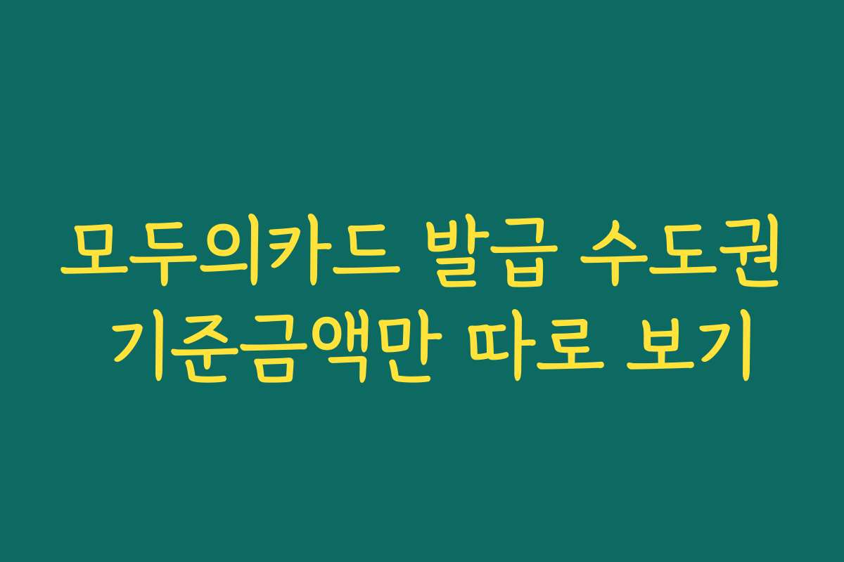 모두의카드 발급 수도권 기준금액만 따로 보기