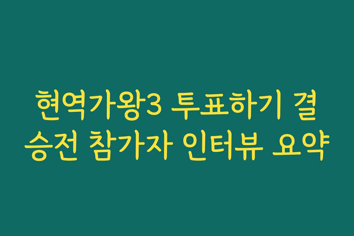 현역가왕3 투표하기 결승전 참가자 인터뷰 요약
