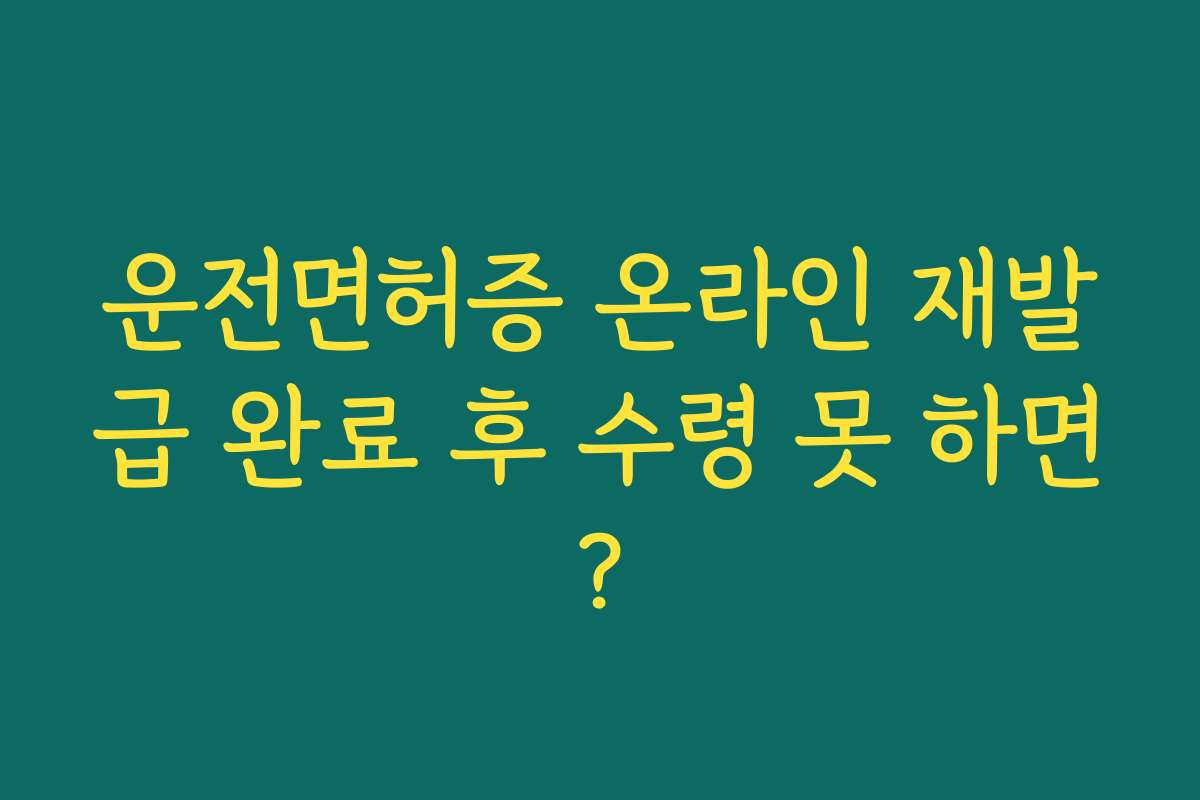 운전면허증 온라인 재발급 완료 후 수령 못 하면?