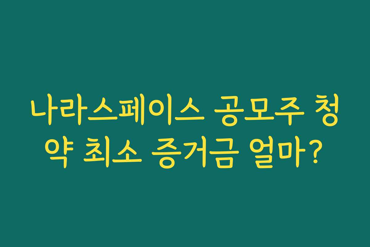 나라스페이스 공모주 청약 최소 증거금 얼마?