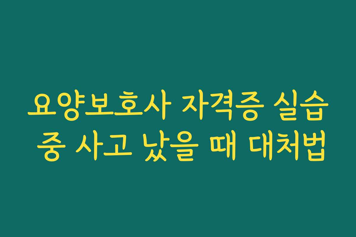 요양보호사 자격증 실습 중 사고 났을 때 대처법
